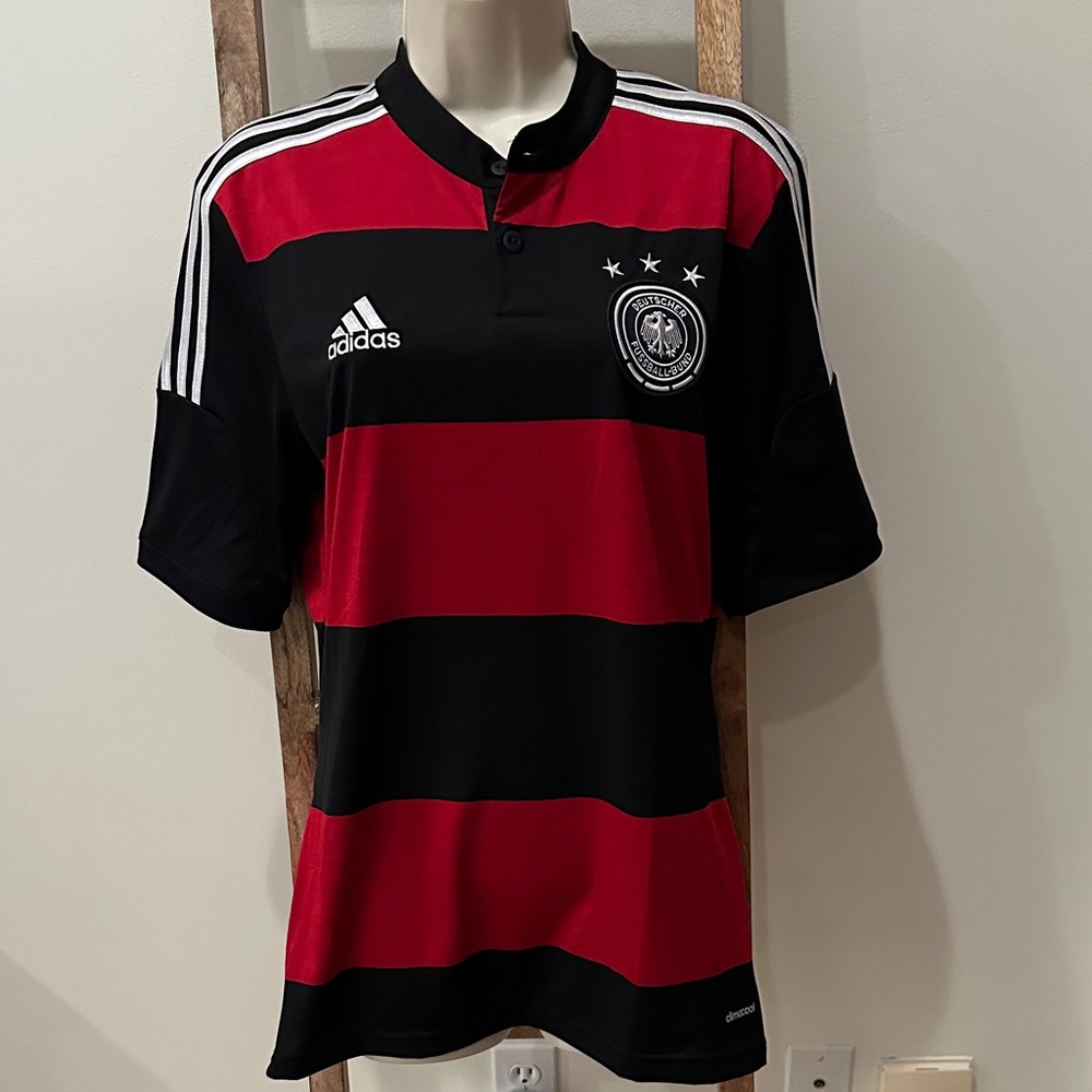 Adidas Black and Red Striped German Soccer Jersey